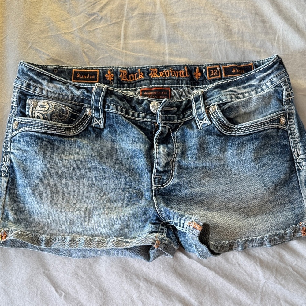 Rock Revival Distressed Blue Jean Shorts